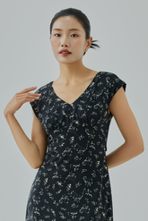 Arely Floral Printed A-Line Midi Dress